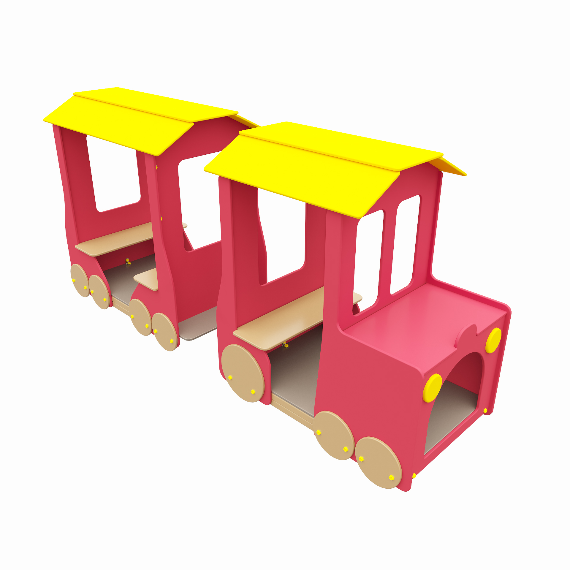 Игровое оборудование "Паровоз с вагончиком" розовый